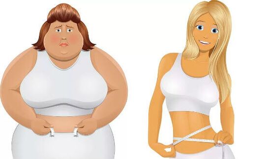 pred in po hitri izgubi teže